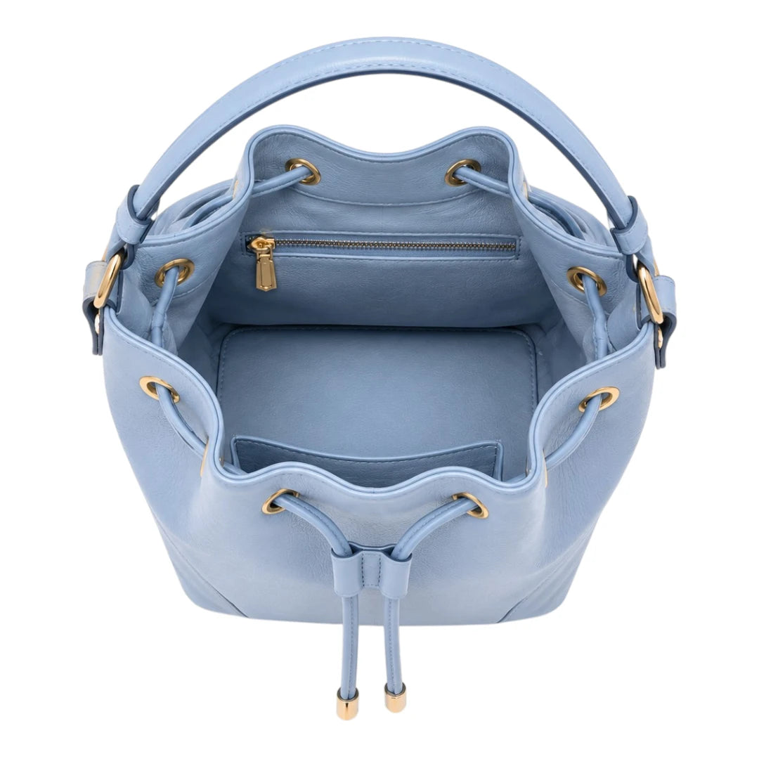 Robiy Elegant Bucket Bag - Light Blue Drawstring Handbag for Women
