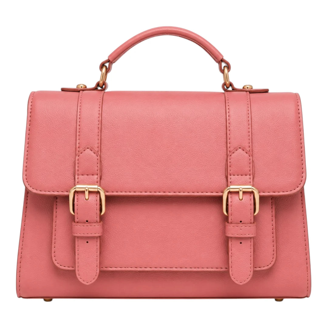 Robiy Elegant Satchel Bag - Vintage Pink Top-Handle Handbag for Women