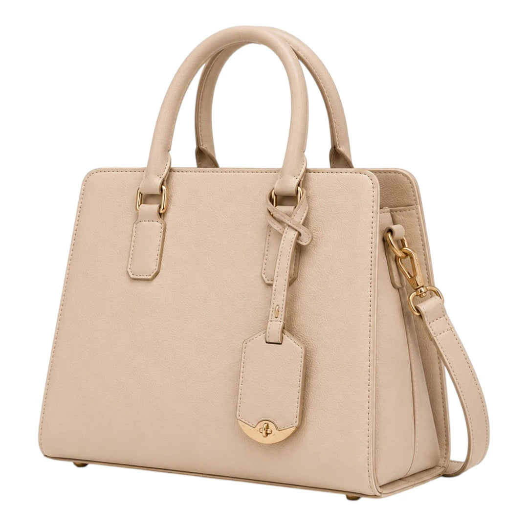 Robiy Luxe Satchel Handbag - Classic Beige Work & Everyday Shoulder Bag