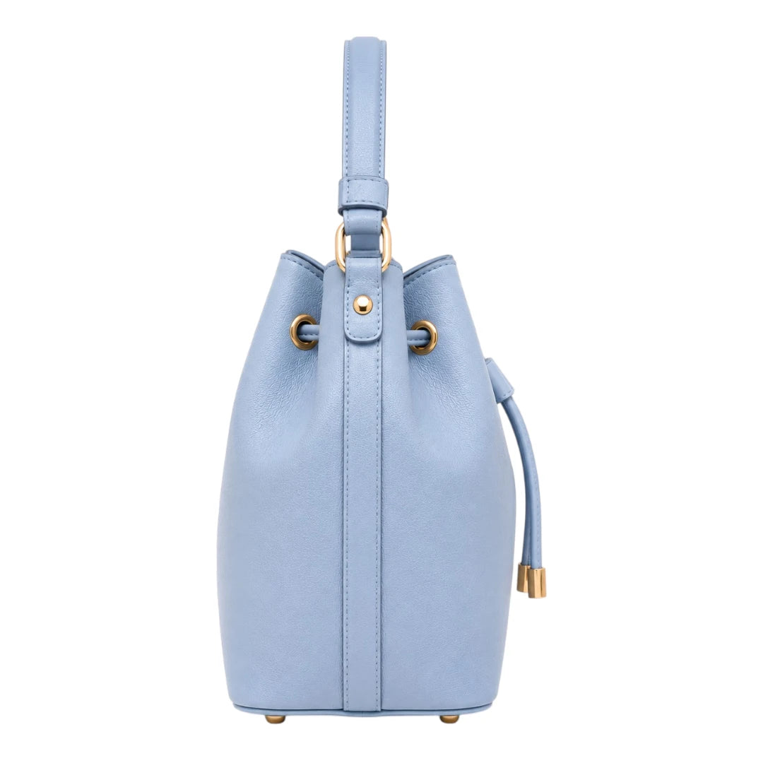 Robiy Elegant Bucket Bag - Light Blue Drawstring Handbag for Women