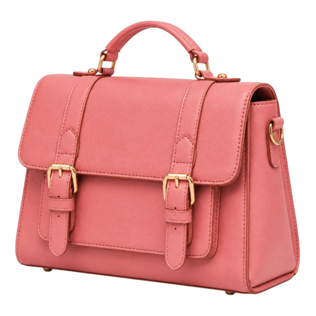 Robiy Elegant Satchel Bag - Vintage Pink Top-Handle Handbag for Women