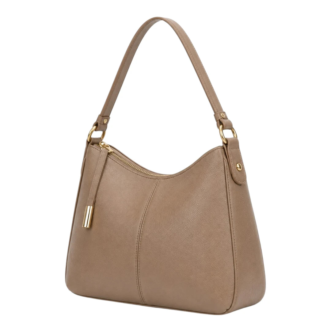 Robiy Elegant Shoulder Bag - Classic Taupe Hobo Handbag for Women