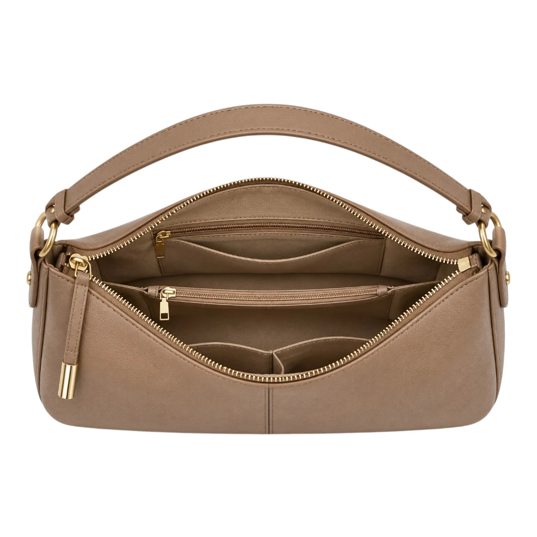 Robiy Elegant Shoulder Bag - Classic Taupe Hobo Handbag for Women
