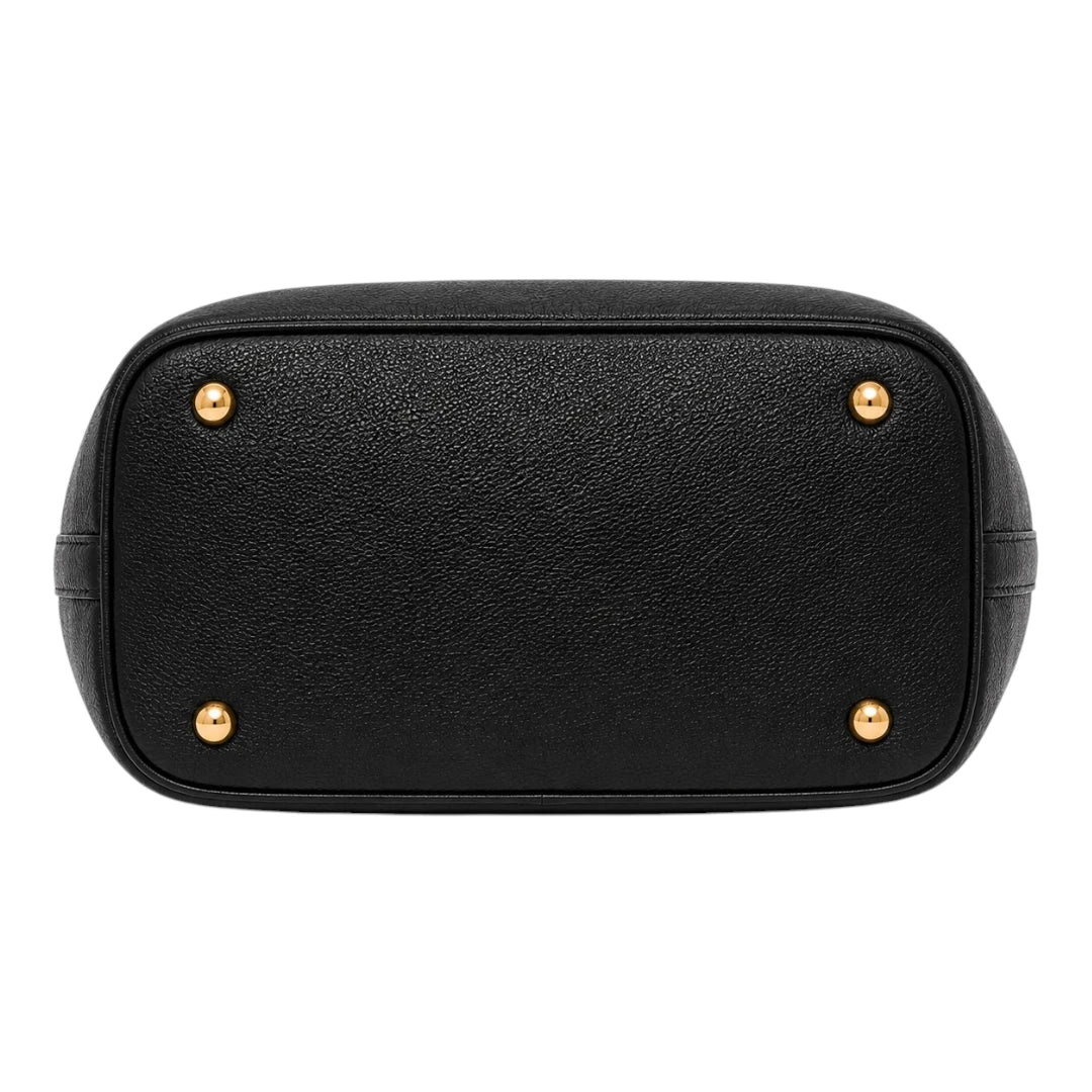 Robiy Luxe Bucket Handbag - Minimalist Black Textured Leather Purse