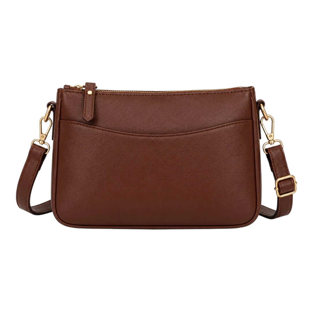 Robiy Luxe Crossbody Handbag - Minimalist Brown Textured Leather Purse