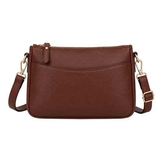 Robiy Luxe Crossbody Handbag - Minimalist Brown Textured Leather Purse
