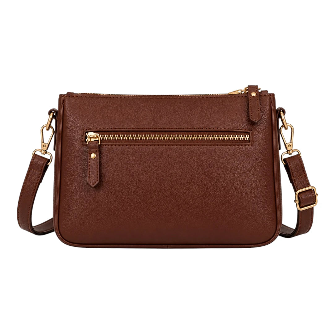 Robiy Luxe Crossbody Handbag - Minimalist Brown Textured Leather Purse