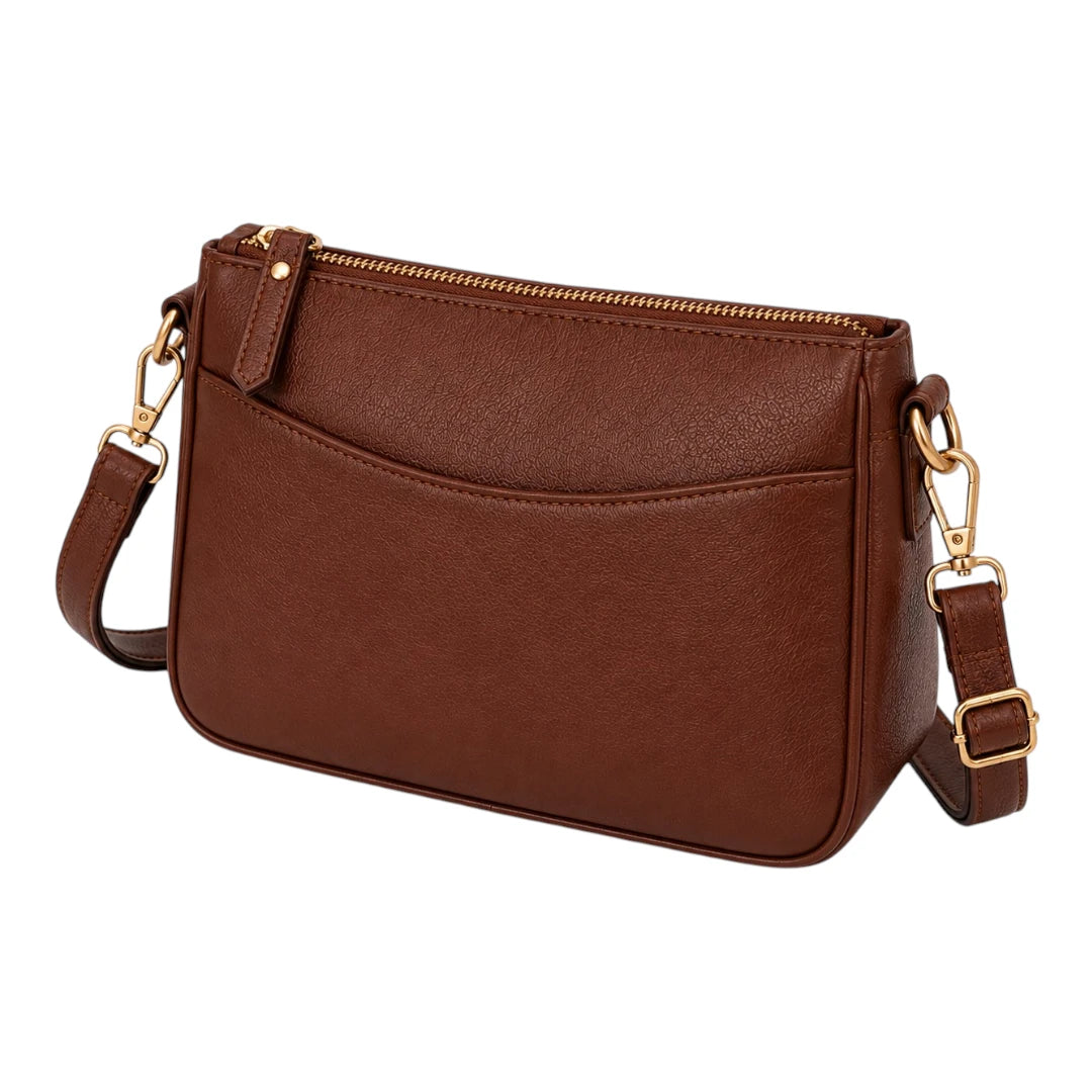 Robiy Luxe Crossbody Handbag - Minimalist Brown Textured Leather Purse