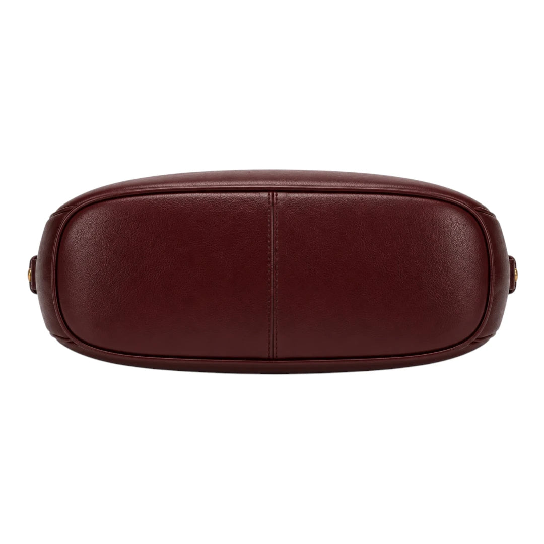 Robiy Luxe Half-Moon Shoulder Bag - Classic Burgundy Textured Leather