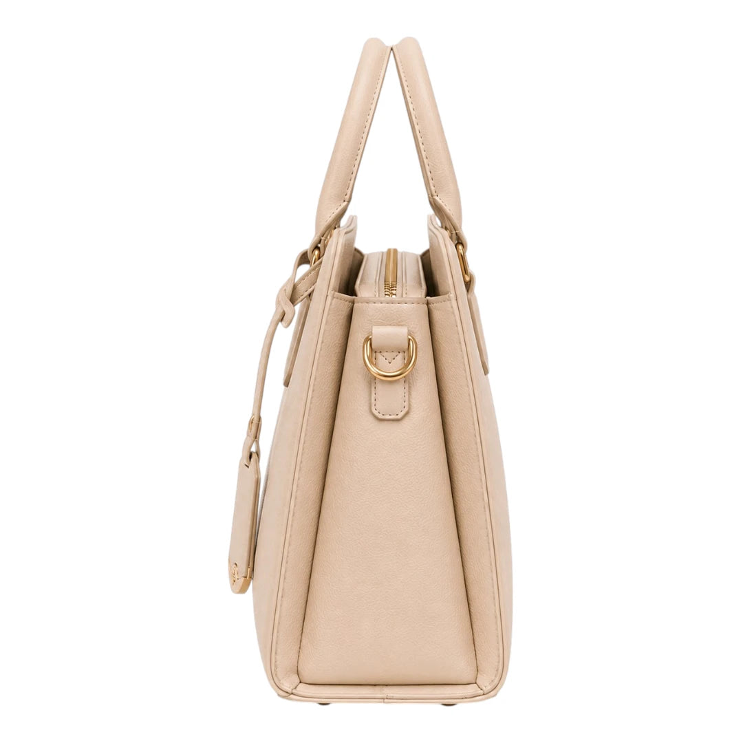 Robiy Luxe Satchel Handbag - Classic Beige Work & Everyday Shoulder Bag